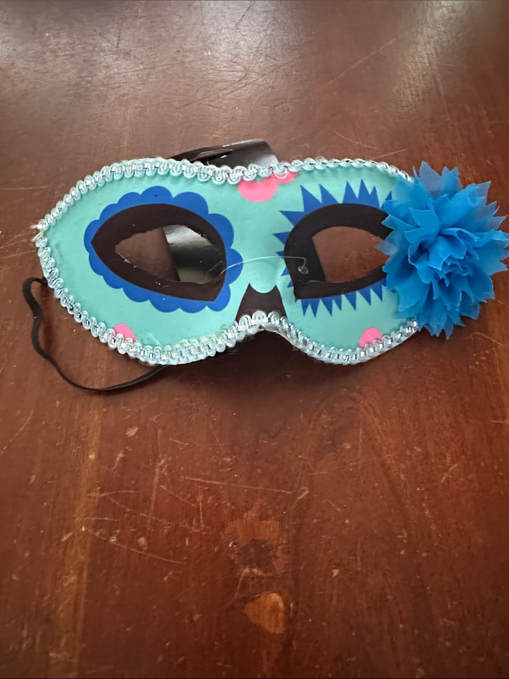 Blue Floral Eye Mask with Flower Accent